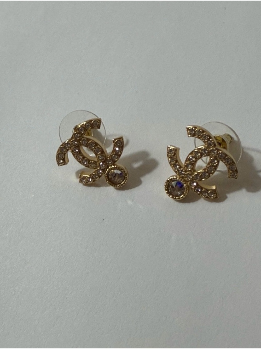 Chanel Gold Crystal CC Earrings - Picture 2 of 4